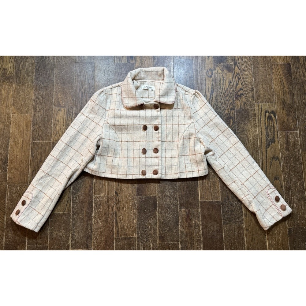 Kawayi Cropped Blazer Jacket Beige Women's No Size Tag See Pics For Measurements